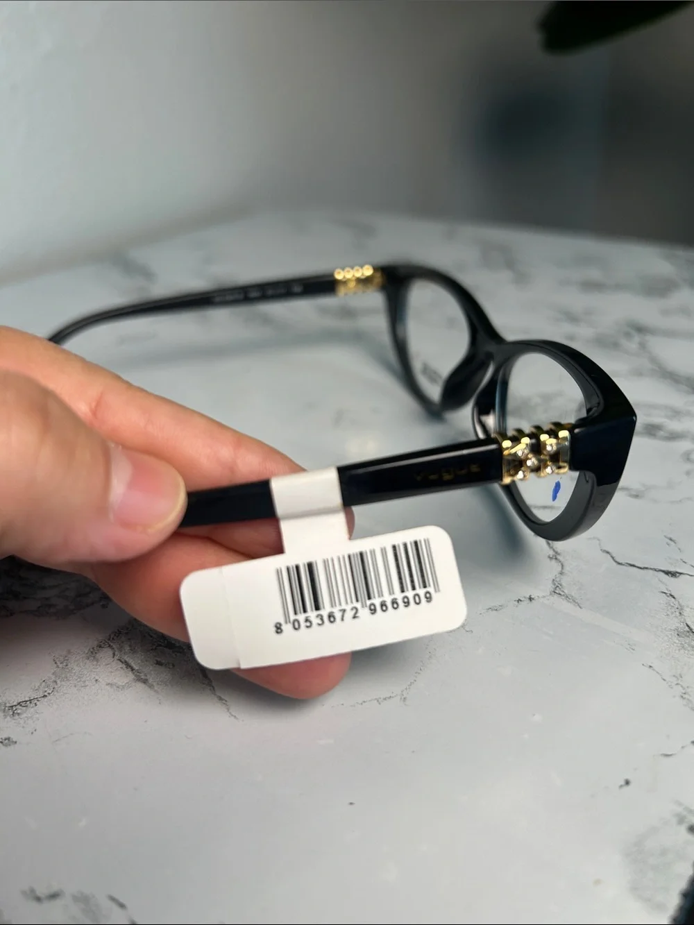 Vogue VO5240-B Black Cat Eye Eyeglasses Gold Detail 51-17-135 NWT